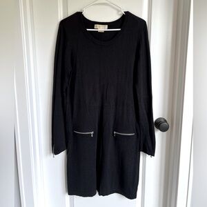 ▪️Michael Kors Women's Long Sleeve Sweater Dress Black Silver Zipper Mini